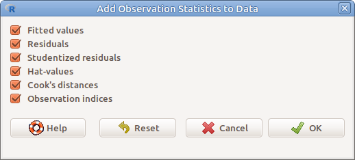 ábra Modellből számított értékek hozzáfűzése az adattáblázathoz: *Models &rarr; Add observation statistics to data...*